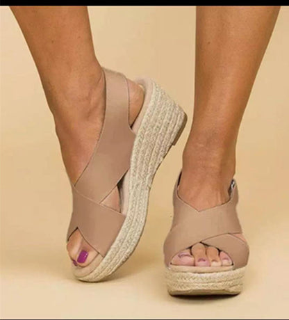 Fish Mouth Cross Mid-Heeled Sandals for Women