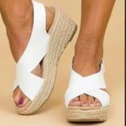 Fish Mouth Cross Mid-Heeled Sandals for Women