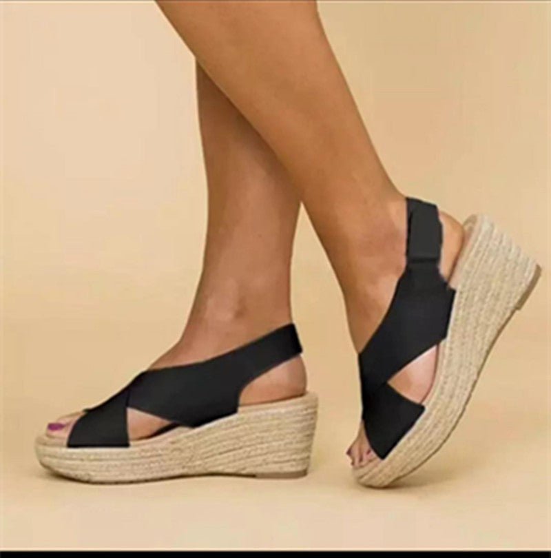 Fish Mouth Cross Mid-Heeled Sandals for Women