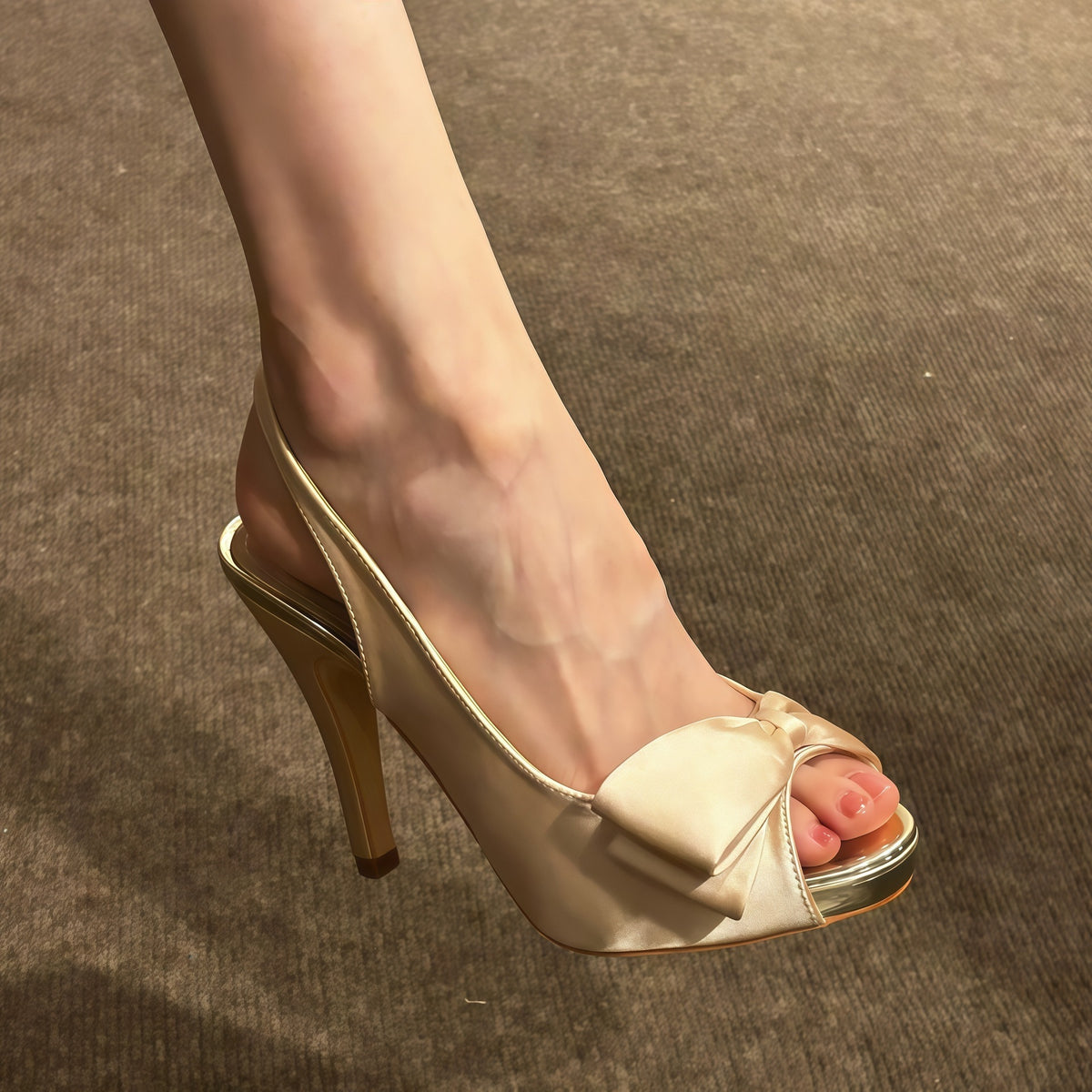 Fish-mouth high-heeled sandals
