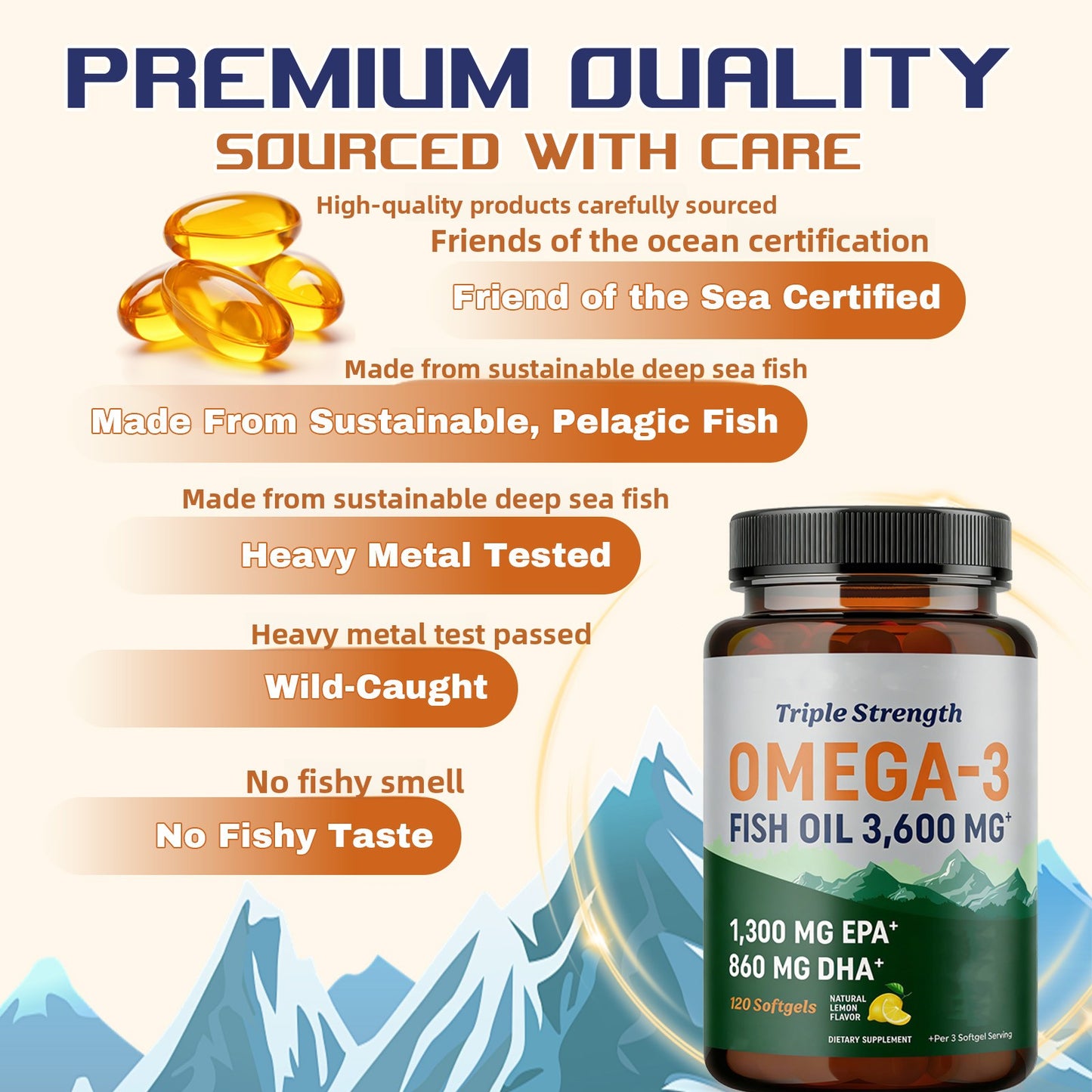 Fish Oil Soft Capsules Omega-3 Supplement