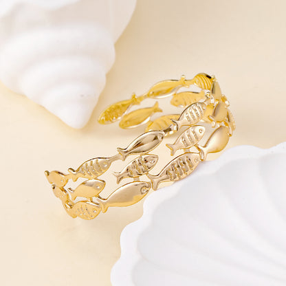 Fish Pattern Patchwork Metal Bracelet