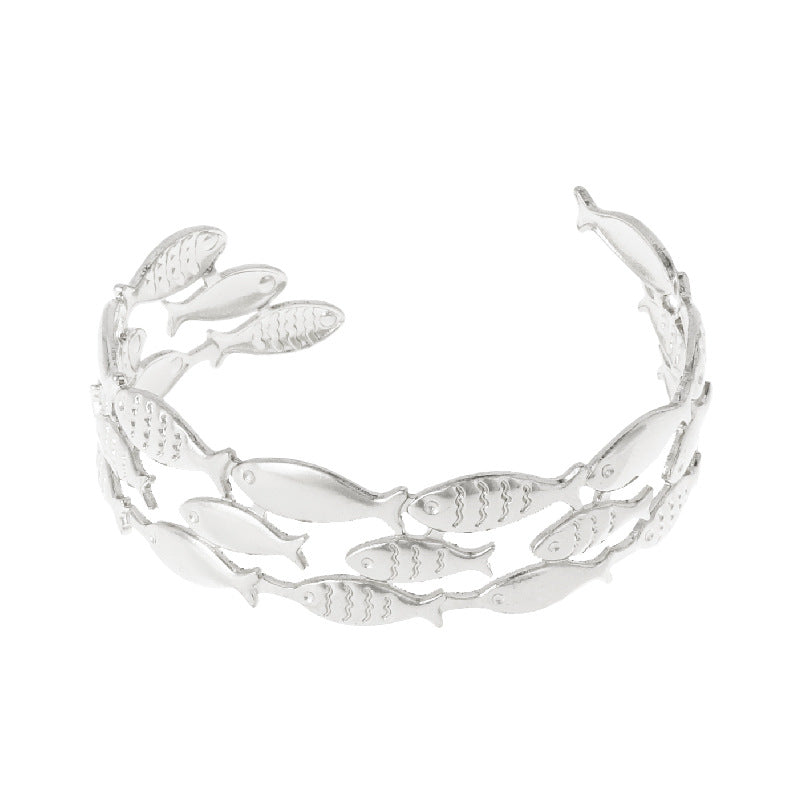 Fish Pattern Patchwork Metal Bracelet