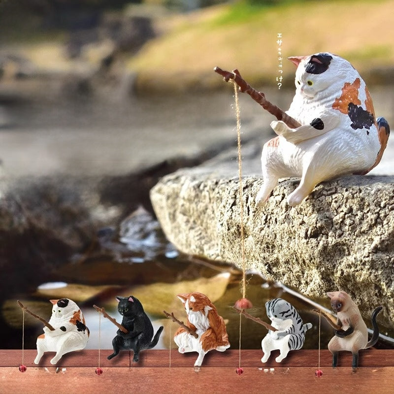 Fishing Kitten Figurine