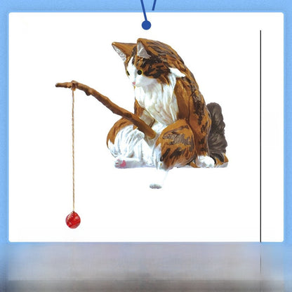 Fishing Kitten Figurine