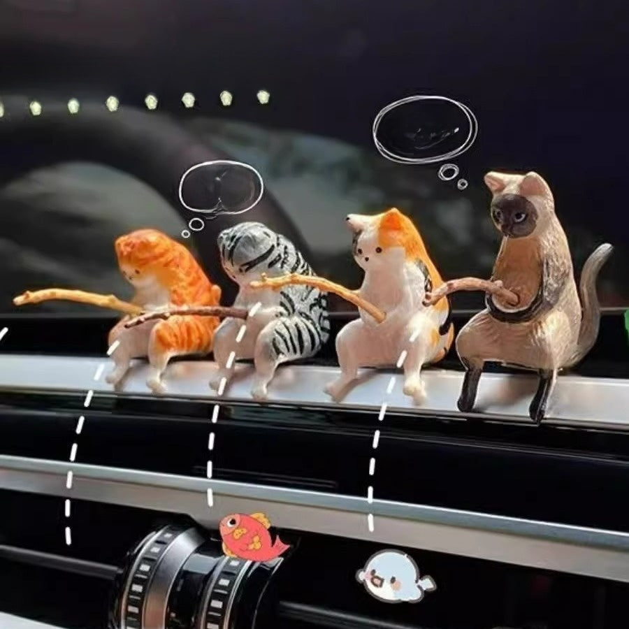 Fishing Kitten Figurine