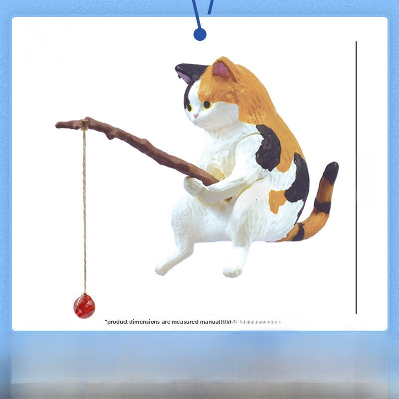 Fishing Kitten Figurine