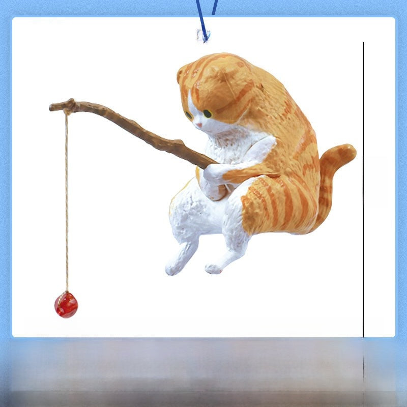 Fishing Kitten Figurine