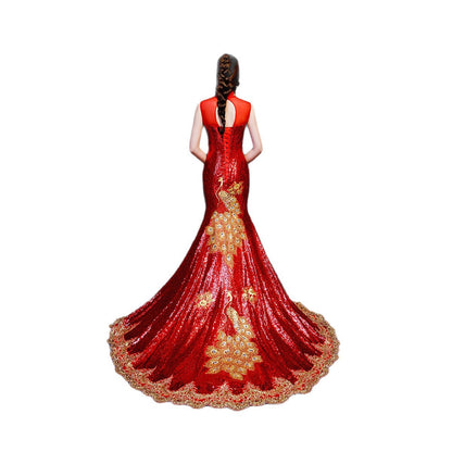 Fishtail Evening Gown with Sequins