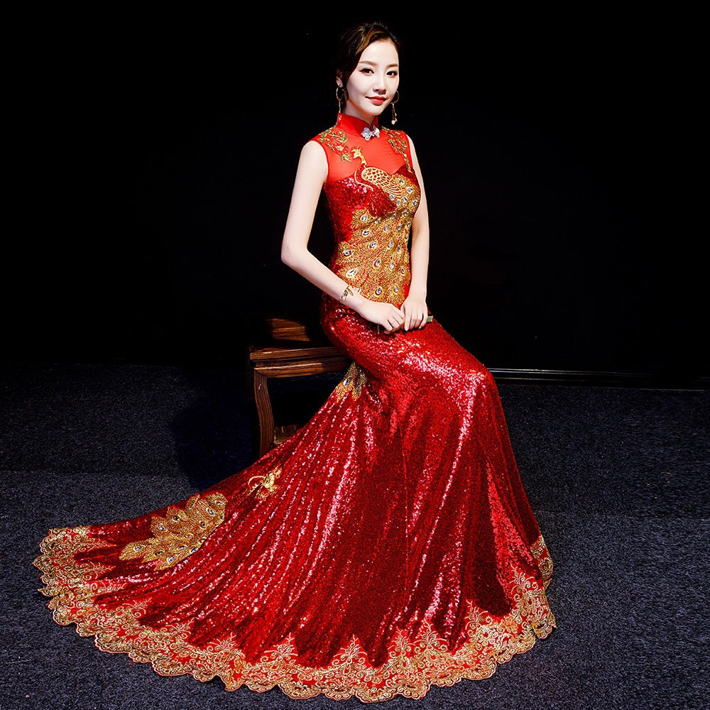 Fishtail Evening Gown with Sequins