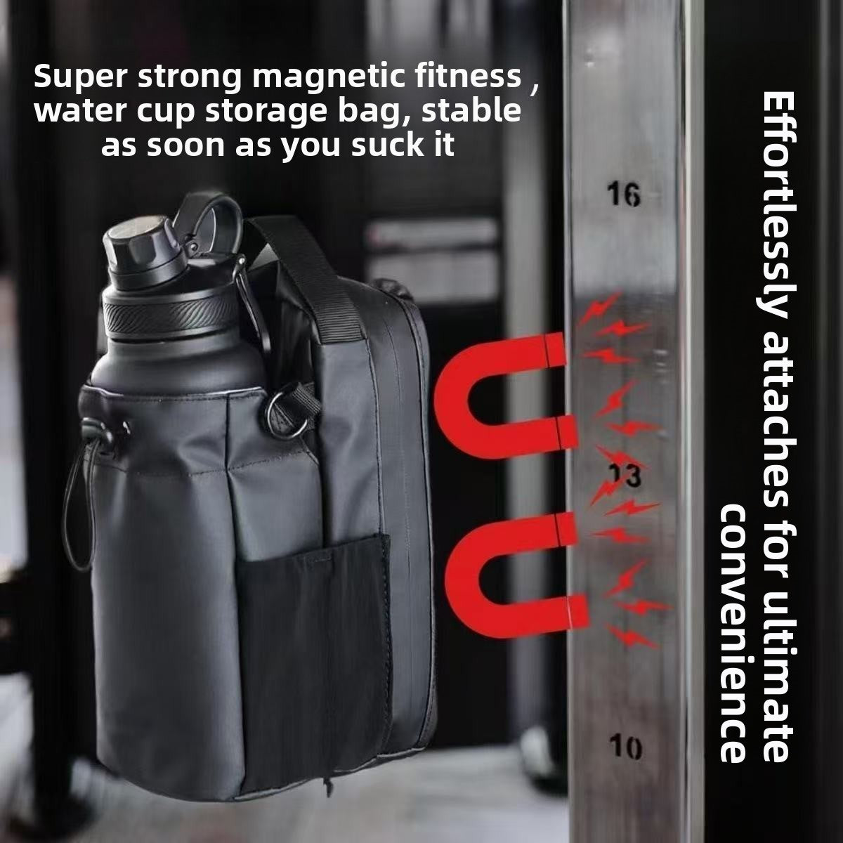 Fitness Magnetic Water Bottle Bag with Crossbody Strap
