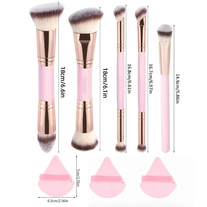 Five double-headed makeup brushes