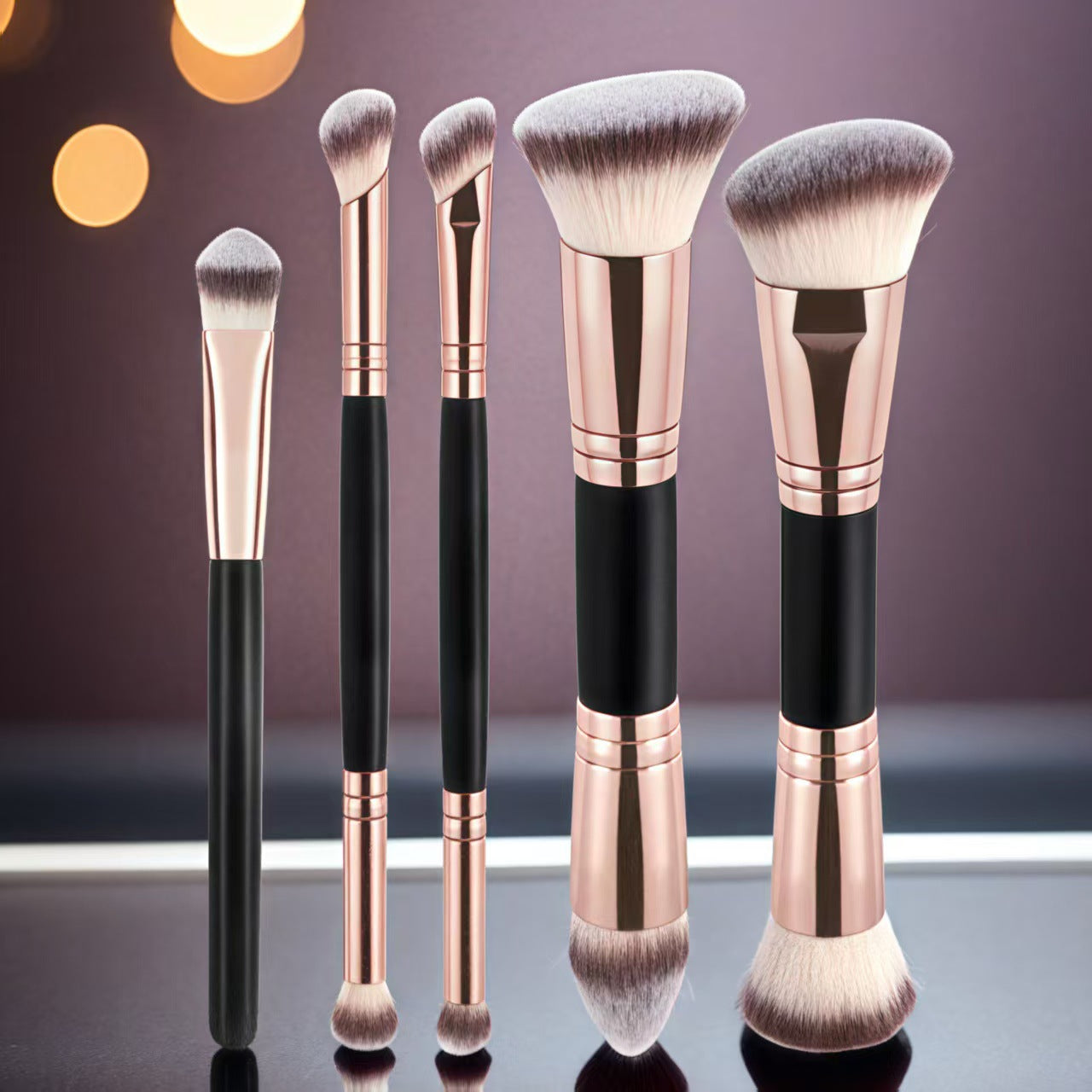 Five double-headed makeup brushes