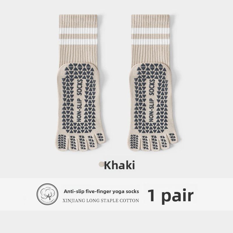 Five-Finger Yoga Socks, Non-Slip, Professional Women's Summer Pilates Training Indoor Sports Special Fitness Long Tube Split-Toe Socks