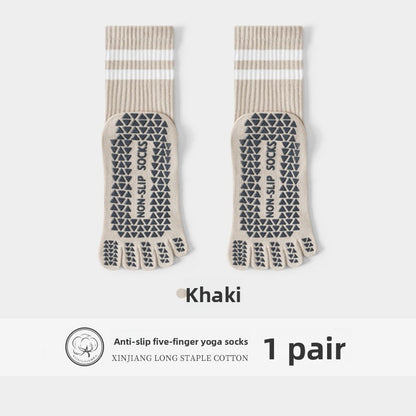Five-Finger Yoga Socks, Non-Slip, Professional Women's Summer Pilates Training Indoor Sports Special Fitness Long Tube Split-Toe Socks