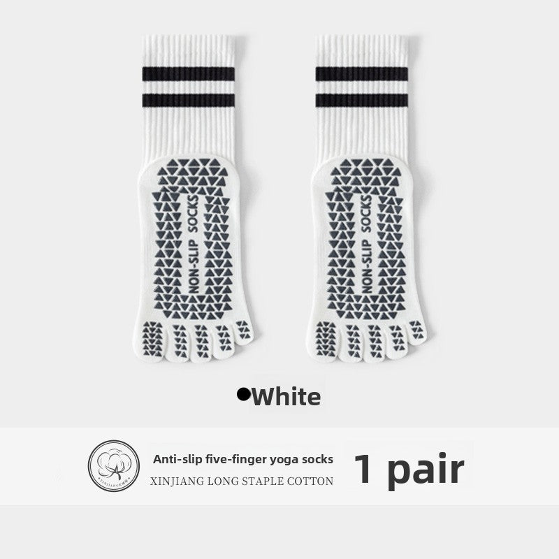 Five-Finger Yoga Socks, Non-Slip, Professional Women's Summer Pilates Training Indoor Sports Special Fitness Long Tube Split-Toe Socks