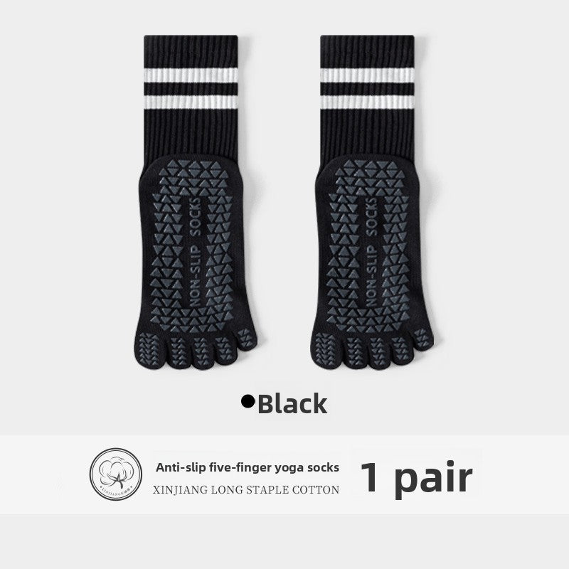 Five-Finger Yoga Socks, Non-Slip, Professional Women's Summer Pilates Training Indoor Sports Special Fitness Long Tube Split-Toe Socks