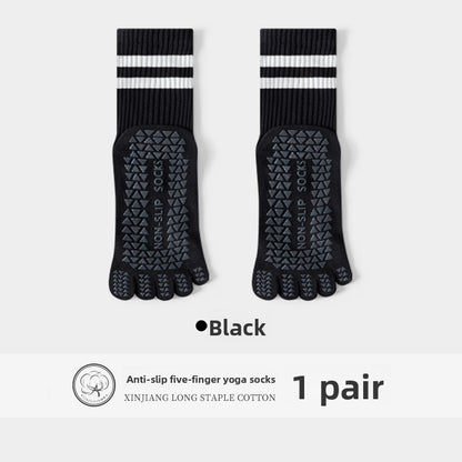 Five-Finger Yoga Socks, Non-Slip, Professional Women's Summer Pilates Training Indoor Sports Special Fitness Long Tube Split-Toe Socks