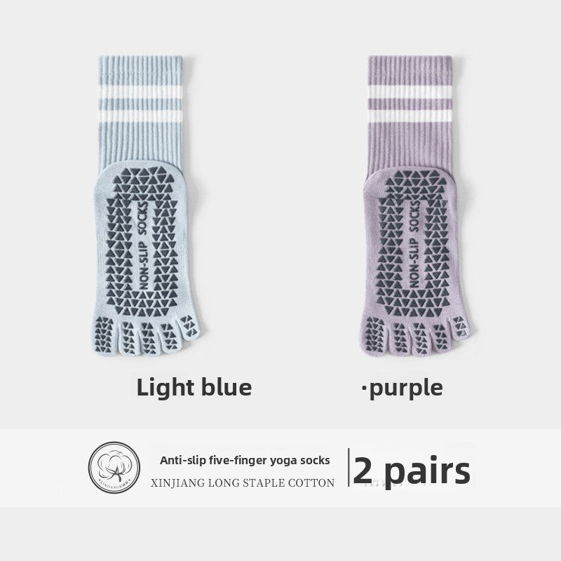 Five-Finger Yoga Socks, Non-Slip, Professional Women's Summer Pilates Training Indoor Sports Special Fitness Long Tube Split-Toe Socks