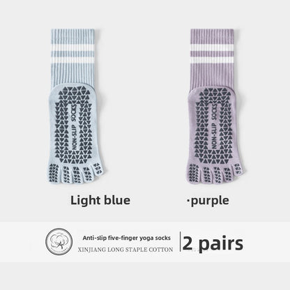 Five-Finger Yoga Socks, Non-Slip, Professional Women's Summer Pilates Training Indoor Sports Special Fitness Long Tube Split-Toe Socks