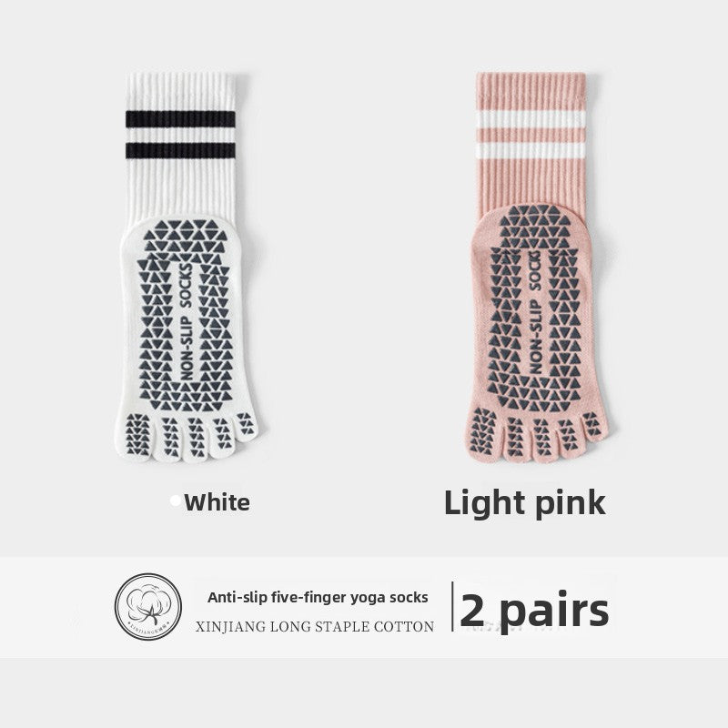 Five-Finger Yoga Socks, Non-Slip, Professional Women's Summer Pilates Training Indoor Sports Special Fitness Long Tube Split-Toe Socks
