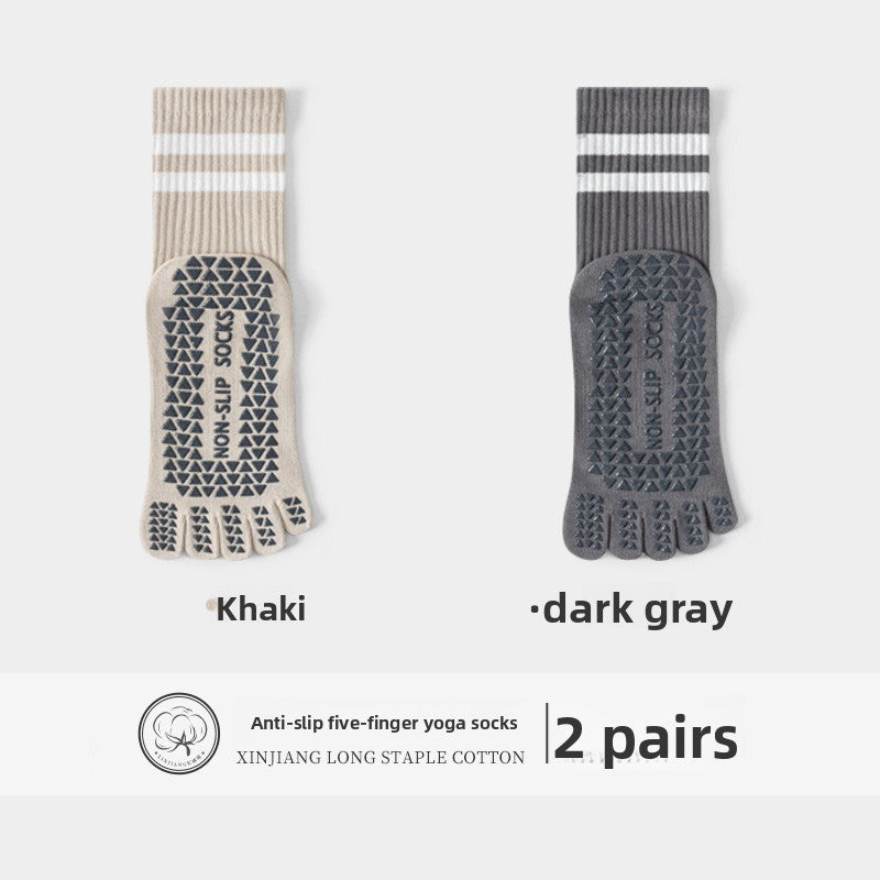 Five-Finger Yoga Socks, Non-Slip, Professional Women's Summer Pilates Training Indoor Sports Special Fitness Long Tube Split-Toe Socks