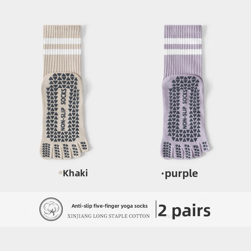 Five-Finger Yoga Socks, Non-Slip, Professional Women's Summer Pilates Training Indoor Sports Special Fitness Long Tube Split-Toe Socks
