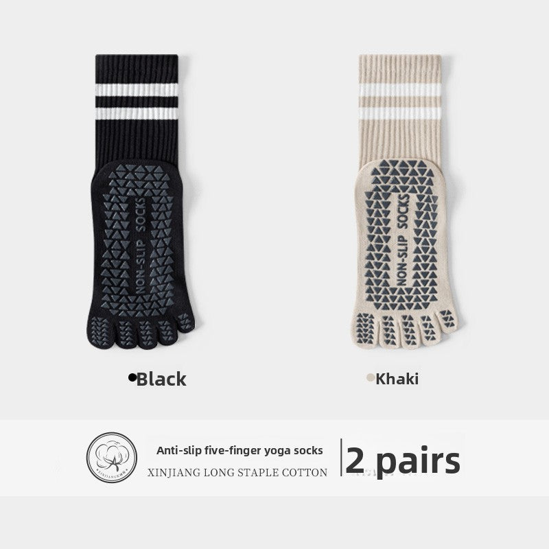 Five-Finger Yoga Socks, Non-Slip, Professional Women's Summer Pilates Training Indoor Sports Special Fitness Long Tube Split-Toe Socks