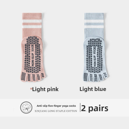 Five-Finger Yoga Socks, Non-Slip, Professional Women's Summer Pilates Training Indoor Sports Special Fitness Long Tube Split-Toe Socks