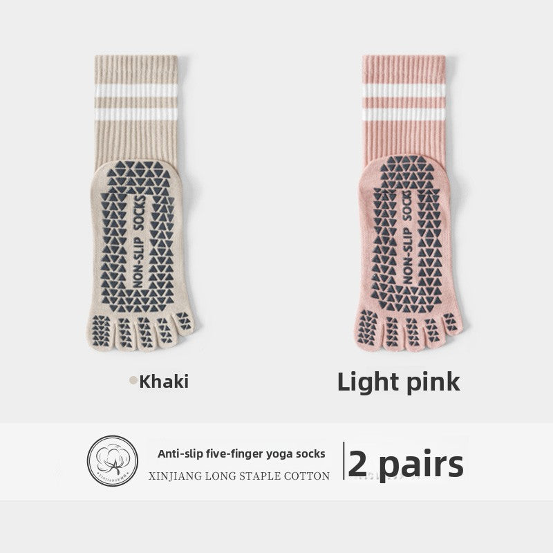 Five-Finger Yoga Socks, Non-Slip, Professional Women's Summer Pilates Training Indoor Sports Special Fitness Long Tube Split-Toe Socks