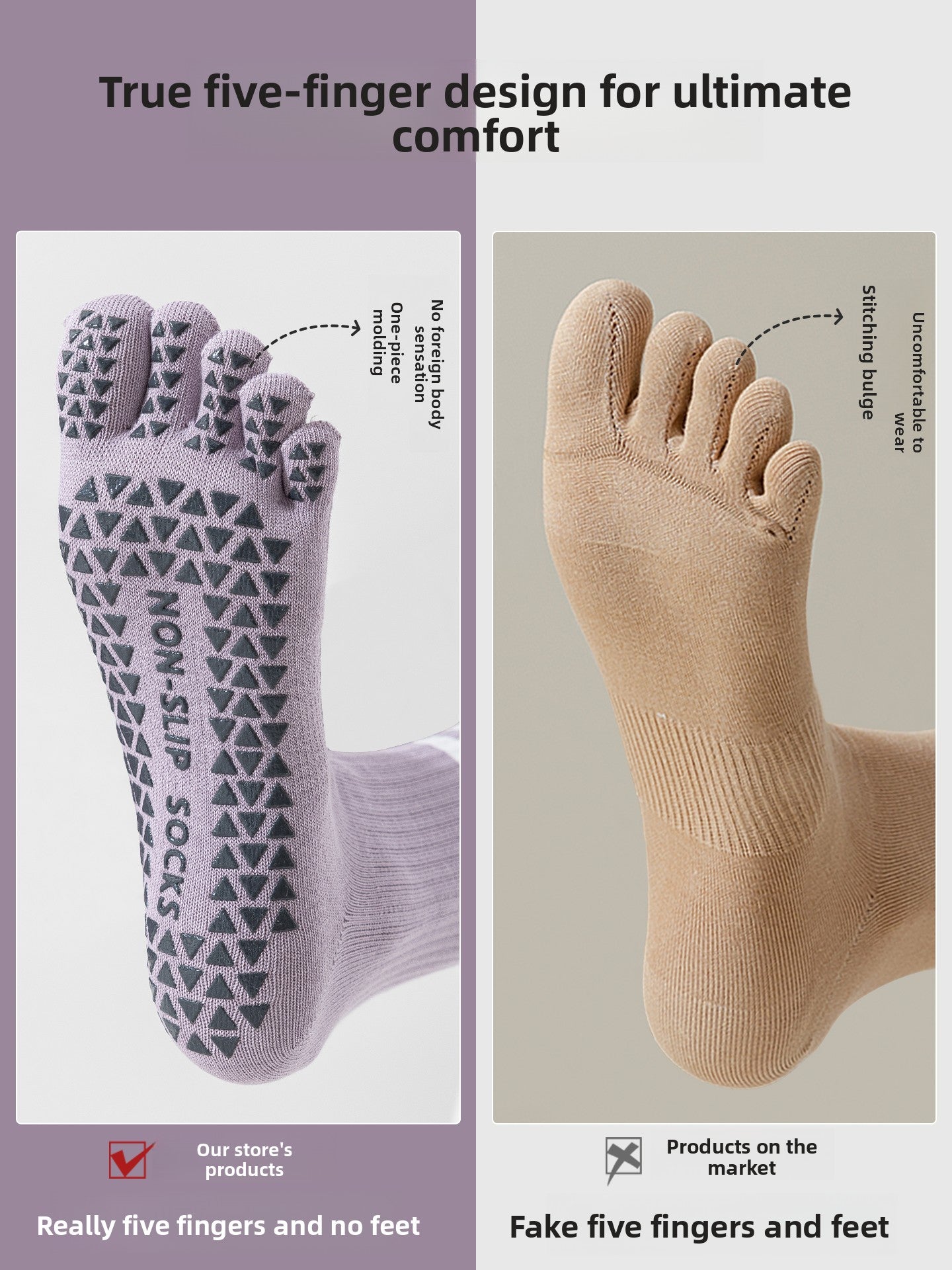 Five-Finger Yoga Socks, Non-Slip, Professional Women's Summer Pilates Training Indoor Sports Special Fitness Long Tube Split-Toe Socks