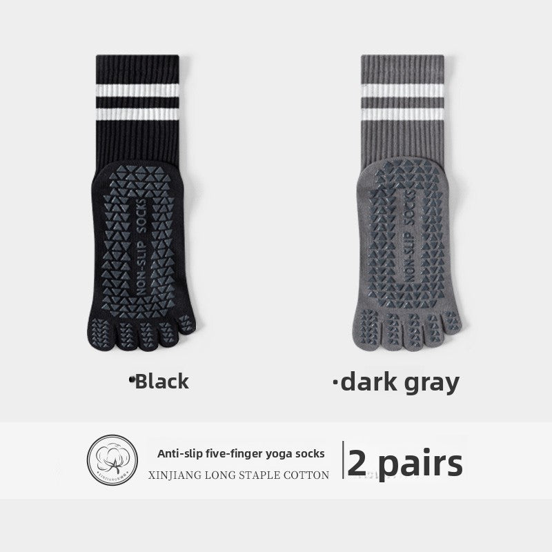 Five-Finger Yoga Socks, Non-Slip, Professional Women's Summer Pilates Training Indoor Sports Special Fitness Long Tube Split-Toe Socks
