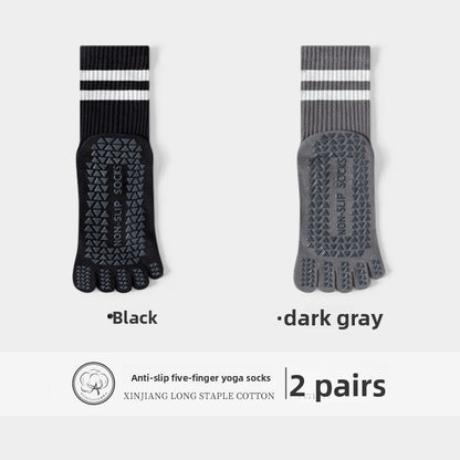 Five-Finger Yoga Socks, Non-Slip, Professional Women's Summer Pilates Training Indoor Sports Special Fitness Long Tube Split-Toe Socks