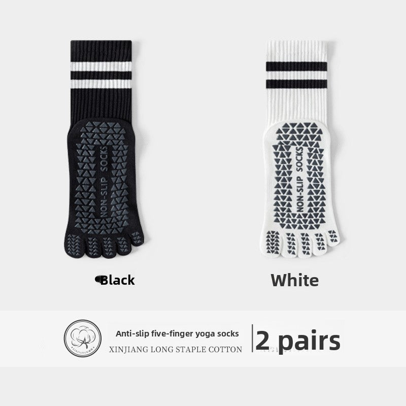 Five-Finger Yoga Socks, Non-Slip, Professional Women's Summer Pilates Training Indoor Sports Special Fitness Long Tube Split-Toe Socks