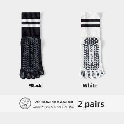 Five-Finger Yoga Socks, Non-Slip, Professional Women's Summer Pilates Training Indoor Sports Special Fitness Long Tube Split-Toe Socks