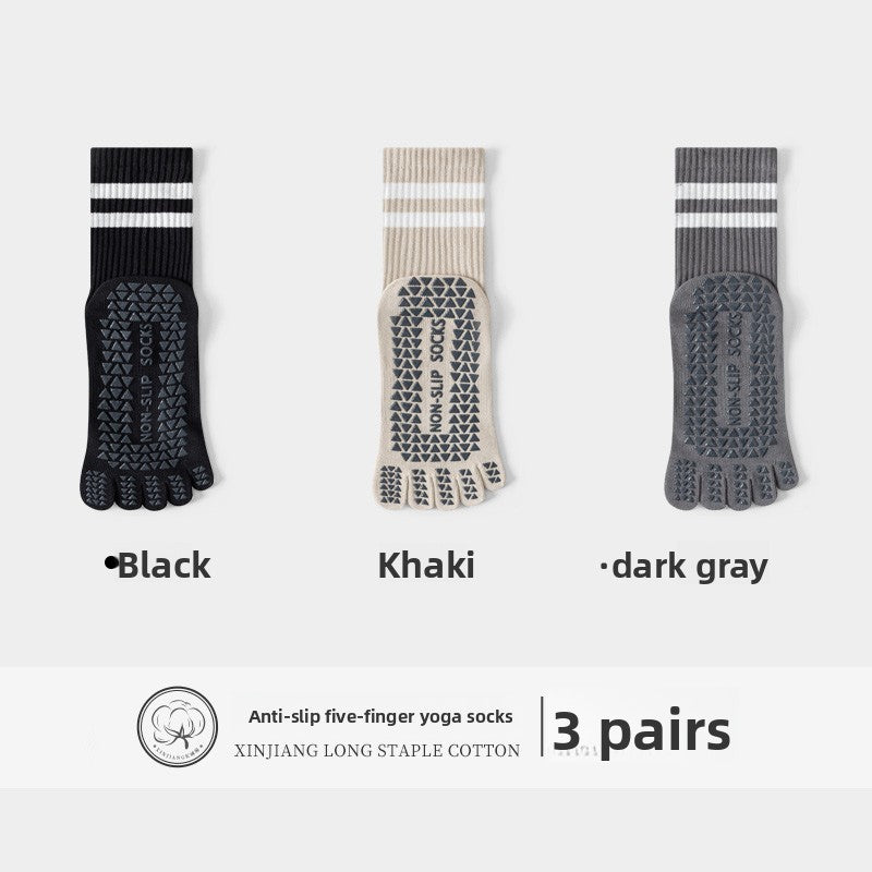 Five-Finger Yoga Socks, Non-Slip, Professional Women's Summer Pilates Training Indoor Sports Special Fitness Long Tube Split-Toe Socks