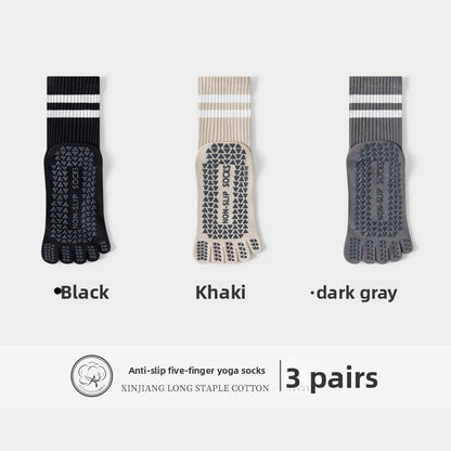 Five-Finger Yoga Socks, Non-Slip, Professional Women's Summer Pilates Training Indoor Sports Special Fitness Long Tube Split-Toe Socks
