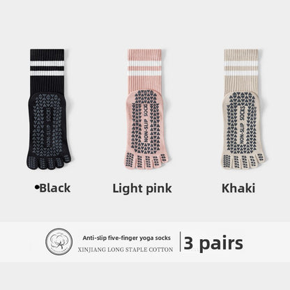 Five-Finger Yoga Socks, Non-Slip, Professional Women's Summer Pilates Training Indoor Sports Special Fitness Long Tube Split-Toe Socks