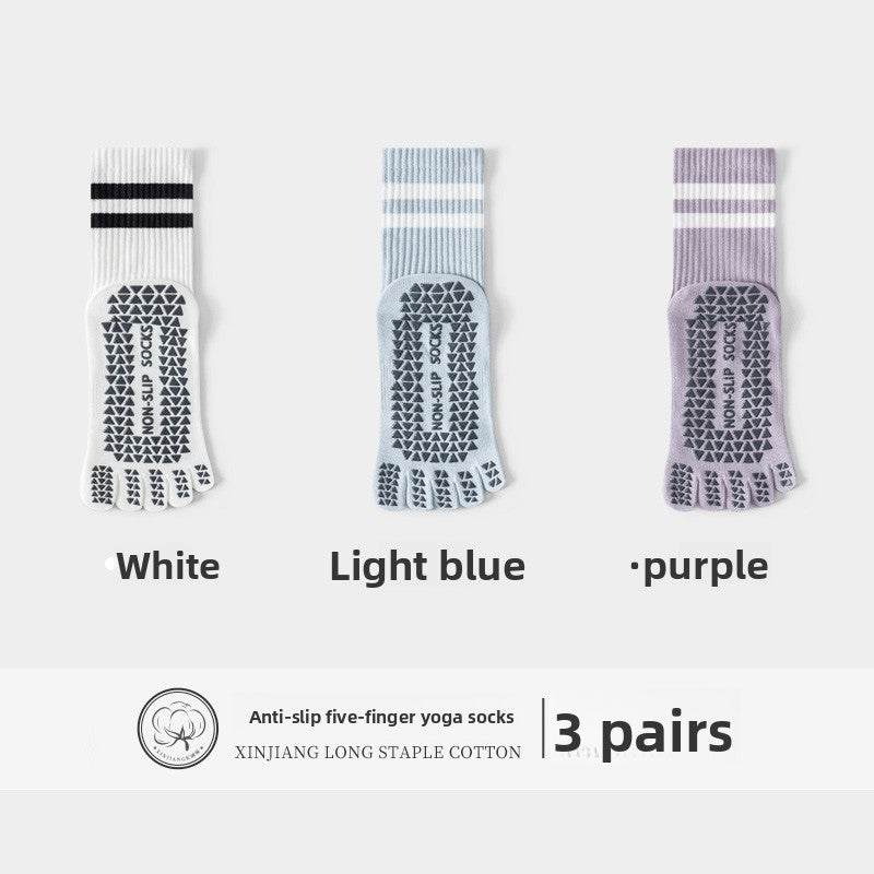 Five-Finger Yoga Socks, Non-Slip, Professional Women's Summer Pilates Training Indoor Sports Special Fitness Long Tube Split-Toe Socks