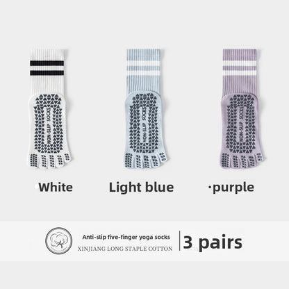 Five-Finger Yoga Socks, Non-Slip, Professional Women's Summer Pilates Training Indoor Sports Special Fitness Long Tube Split-Toe Socks