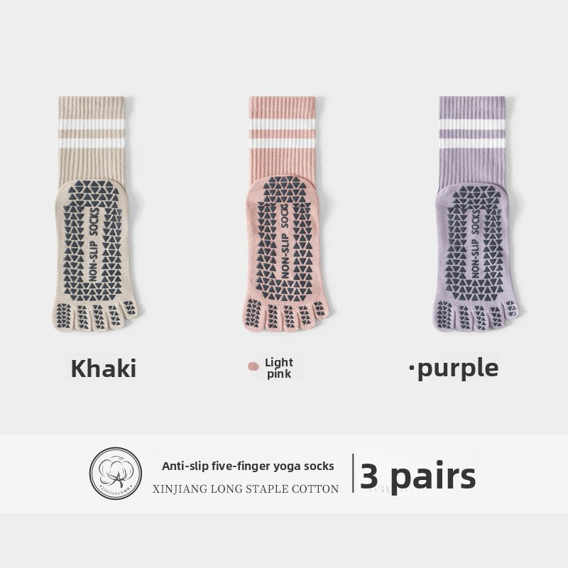 Five-Finger Yoga Socks, Non-Slip, Professional Women's Summer Pilates Training Indoor Sports Special Fitness Long Tube Split-Toe Socks