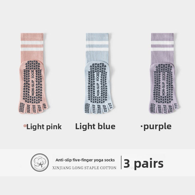 Five-Finger Yoga Socks, Non-Slip, Professional Women's Summer Pilates Training Indoor Sports Special Fitness Long Tube Split-Toe Socks