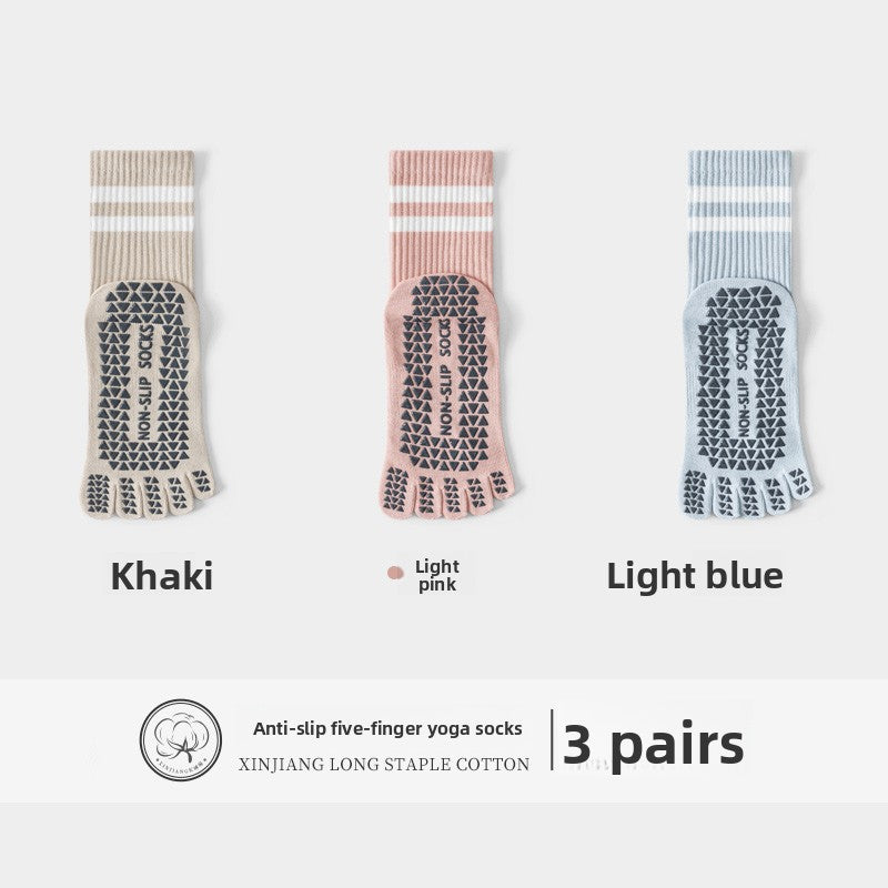 Five-Finger Yoga Socks, Non-Slip, Professional Women's Summer Pilates Training Indoor Sports Special Fitness Long Tube Split-Toe Socks