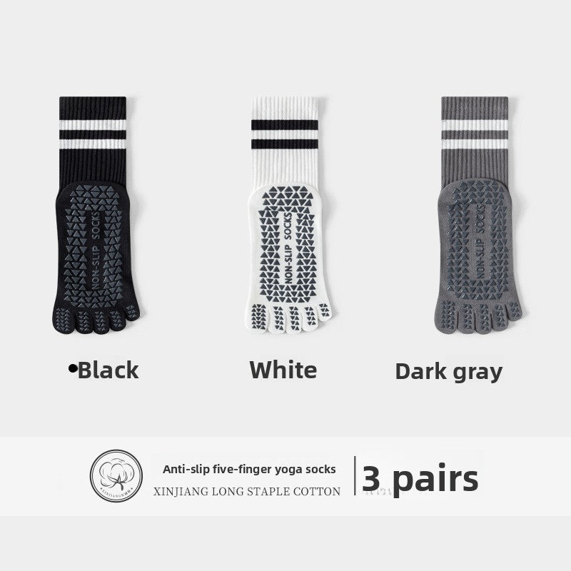 Five-Finger Yoga Socks, Non-Slip, Professional Women's Summer Pilates Training Indoor Sports Special Fitness Long Tube Split-Toe Socks