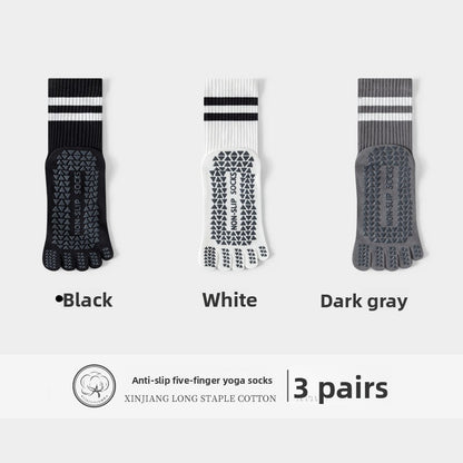 Five-Finger Yoga Socks, Non-Slip, Professional Women's Summer Pilates Training Indoor Sports Special Fitness Long Tube Split-Toe Socks