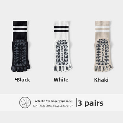 Five-Finger Yoga Socks, Non-Slip, Professional Women's Summer Pilates Training Indoor Sports Special Fitness Long Tube Split-Toe Socks