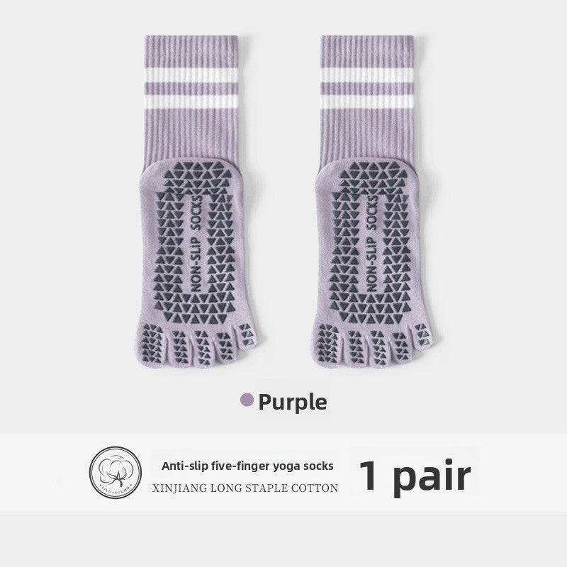 Five-Finger Yoga Socks, Non-Slip, Professional Women's Summer Pilates Training Indoor Sports Special Fitness Long Tube Split-Toe Socks