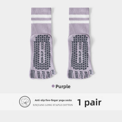 Five-Finger Yoga Socks, Non-Slip, Professional Women's Summer Pilates Training Indoor Sports Special Fitness Long Tube Split-Toe Socks