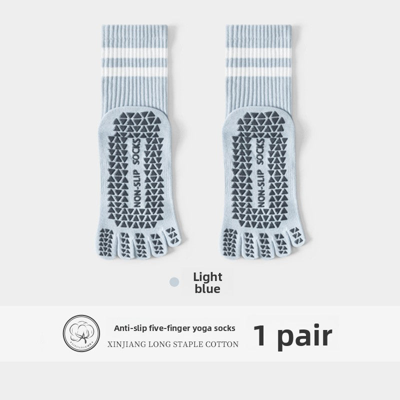 Five-Finger Yoga Socks, Non-Slip, Professional Women's Summer Pilates Training Indoor Sports Special Fitness Long Tube Split-Toe Socks