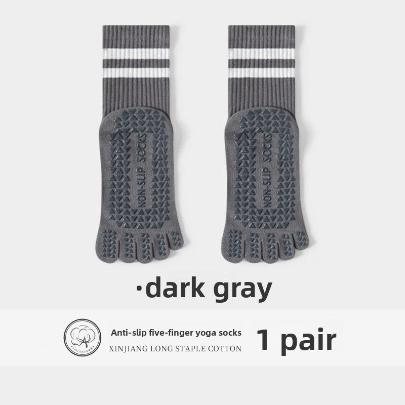 Five-Finger Yoga Socks, Non-Slip, Professional Women's Summer Pilates Training Indoor Sports Special Fitness Long Tube Split-Toe Socks